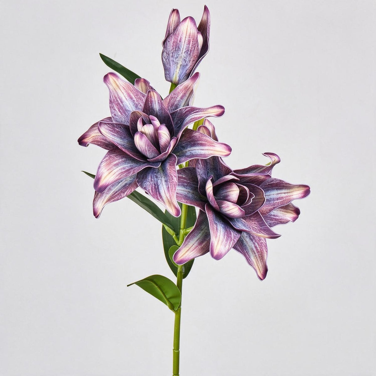 Lys double Phoenix artificiel, 80 cm avec 3 fleurs, décoration intérieure et mariage, style rétro et moderne