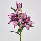 Lys double Phoenix artificiel, 80 cm avec 3 fleurs, décoration intérieure et mariage, style rétro et moderne