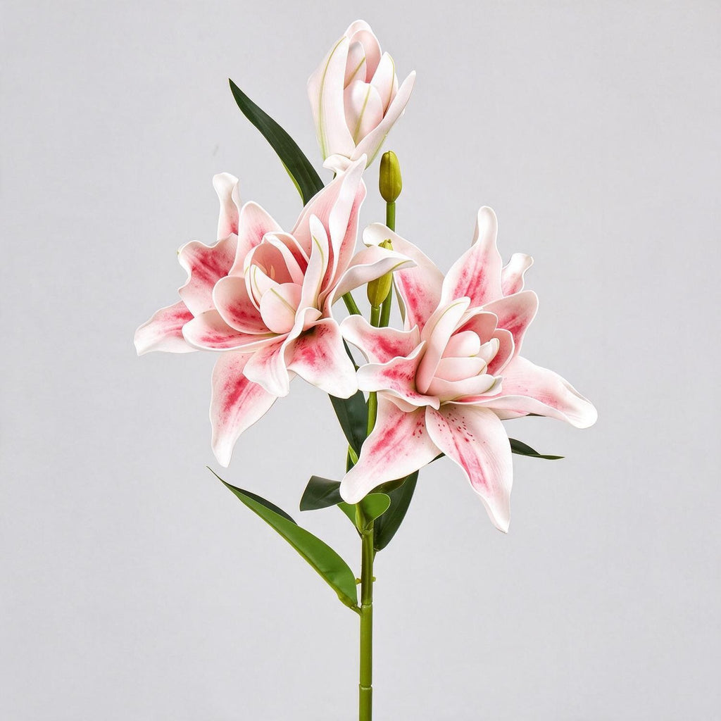 Lys double Phoenix artificiel, 80 cm avec 3 fleurs, décoration intérieure et mariage, style rétro et moderne