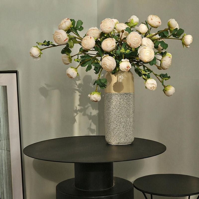 Fleurs artificielles en polyester, rosier thé à 3 têtes, 52 cm, pour décoration intérieure