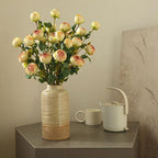Fleurs artificielles en polyester, rosier thé à 3 têtes, 52 cm, pour décoration intérieure