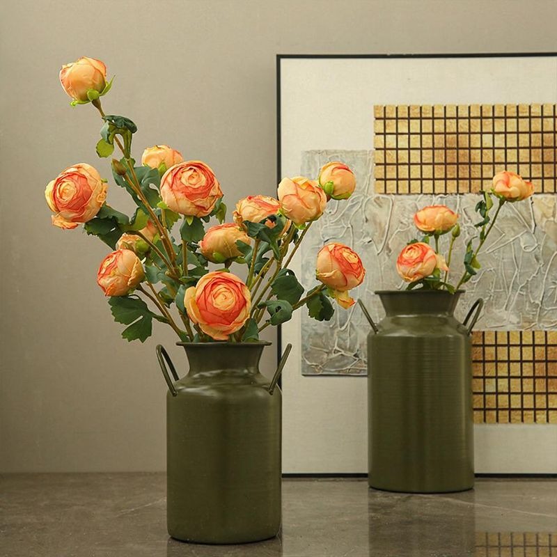 Fleurs artificielles en polyester, rosier thé à 3 têtes, 52 cm, pour décoration intérieure