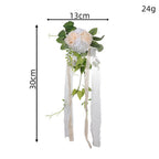 Fleur artificielle pour mariage, brin unique avec roses et eucalyptus, décoration de chaise ou rideau, 30 cm