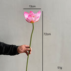 Fleur artificielle Lotus, tige unique, 80 cm, tissu de soie, pour décoration intérieure et extérieure