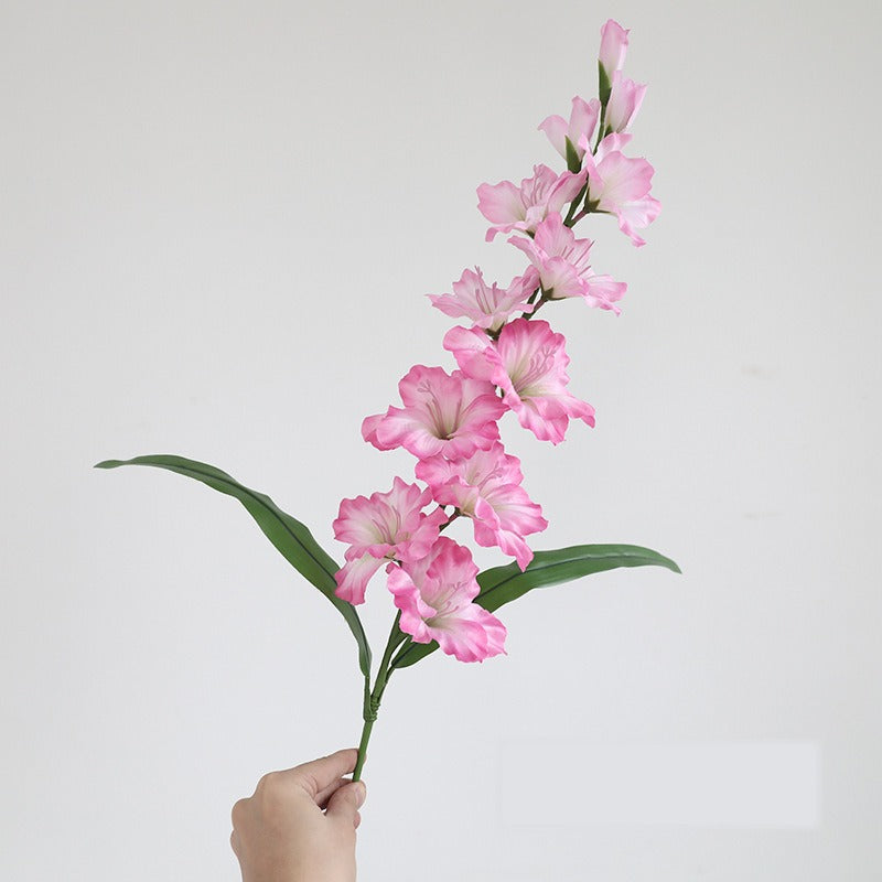 Fleur artificielle Glaïeul, tige unique avec 12 fleurs, 86 cm, tissu soyeux, pour mariages et décoration intérieure
