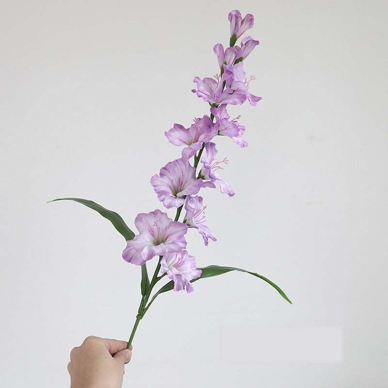 Fleur artificielle Glaïeul, tige unique avec 12 fleurs, 86 cm, tissu soyeux, pour mariages et décoration intérieure