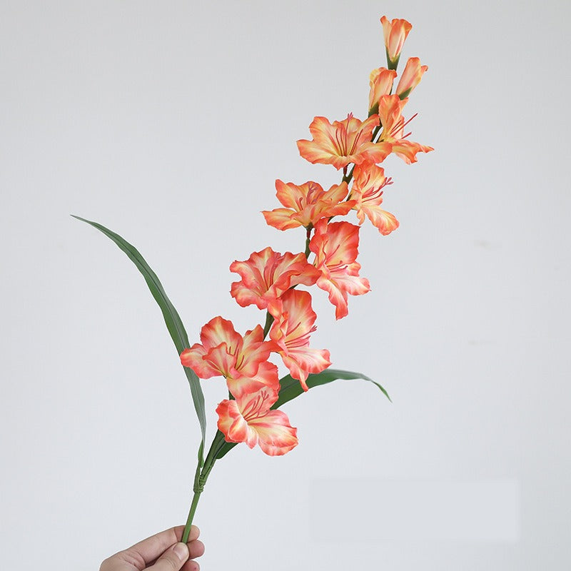 Fleur artificielle Glaïeul, tige unique avec 12 fleurs, 86 cm, tissu soyeux, pour mariages et décoration intérieure