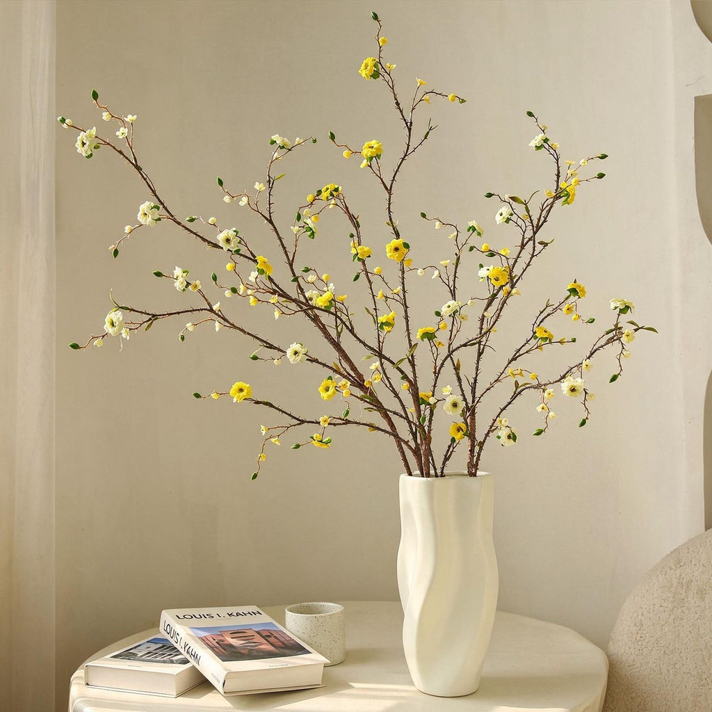 Fleur artificielle en polyester soyeux, tige unique avec 8 fleurs de bougainvillée, 91 cm, décoration intérieure