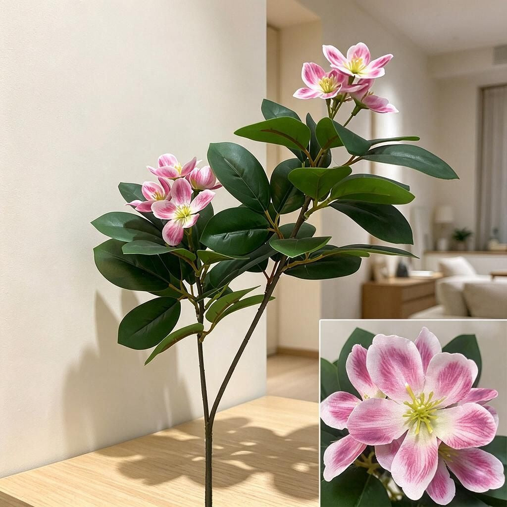 Fleurs artificielles de camélia, prunier, azalée et pêcher, bouquet de 62 cm, décoration intérieure