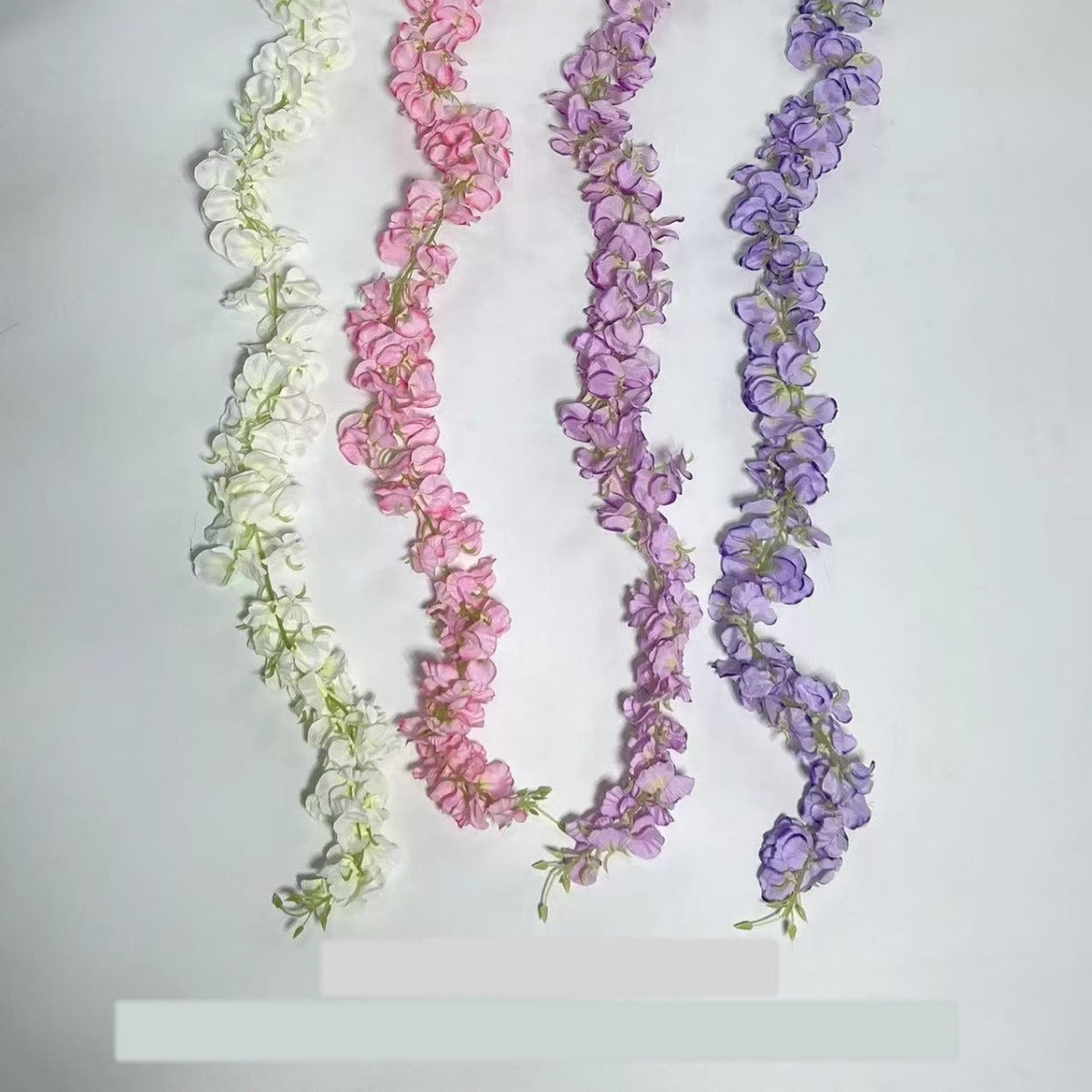 Guirlande de glycine artificielle en tissu soyeux, 150 cm de long, 168 fleurs, pour mariage, décoration intérieure et extérieure