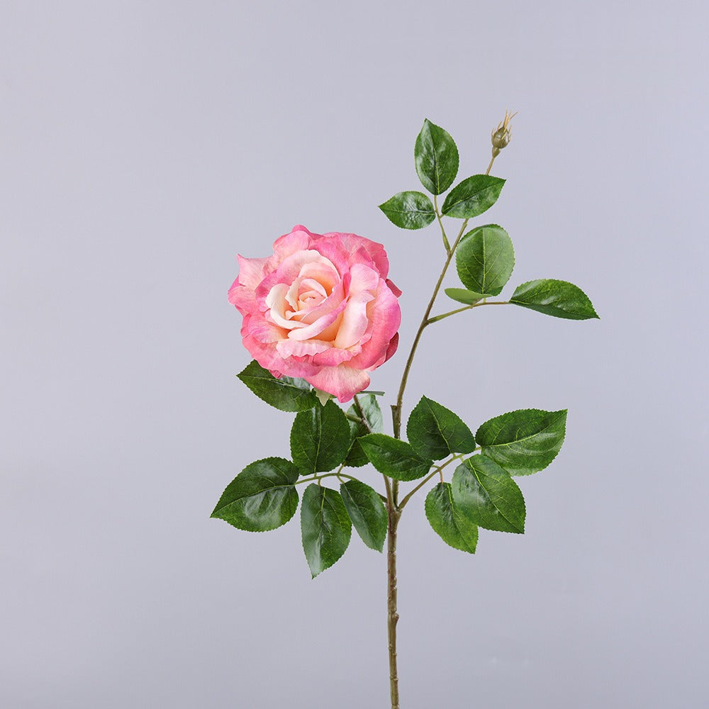 Rose artificielle en tissu soyeux, tige unique, 65 cm, décoration intérieure et extérieure