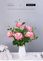 Rose artificielle en tissu soyeux, tige unique, 65 cm, décoration intérieure et extérieure
