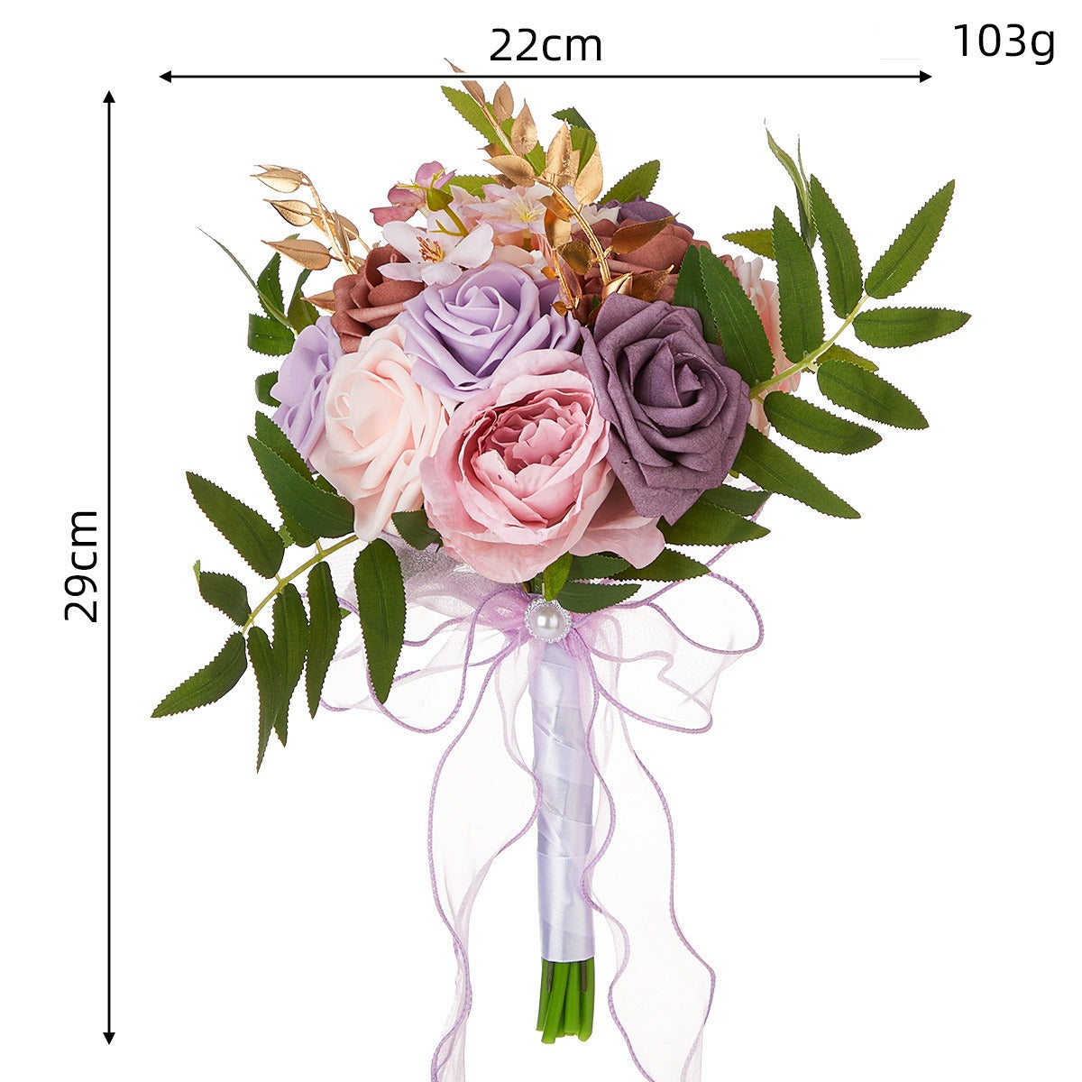 Bouquet de roses artificielles, 7 fleurs, 29 cm, idéal pour mariages et décoration intérieure