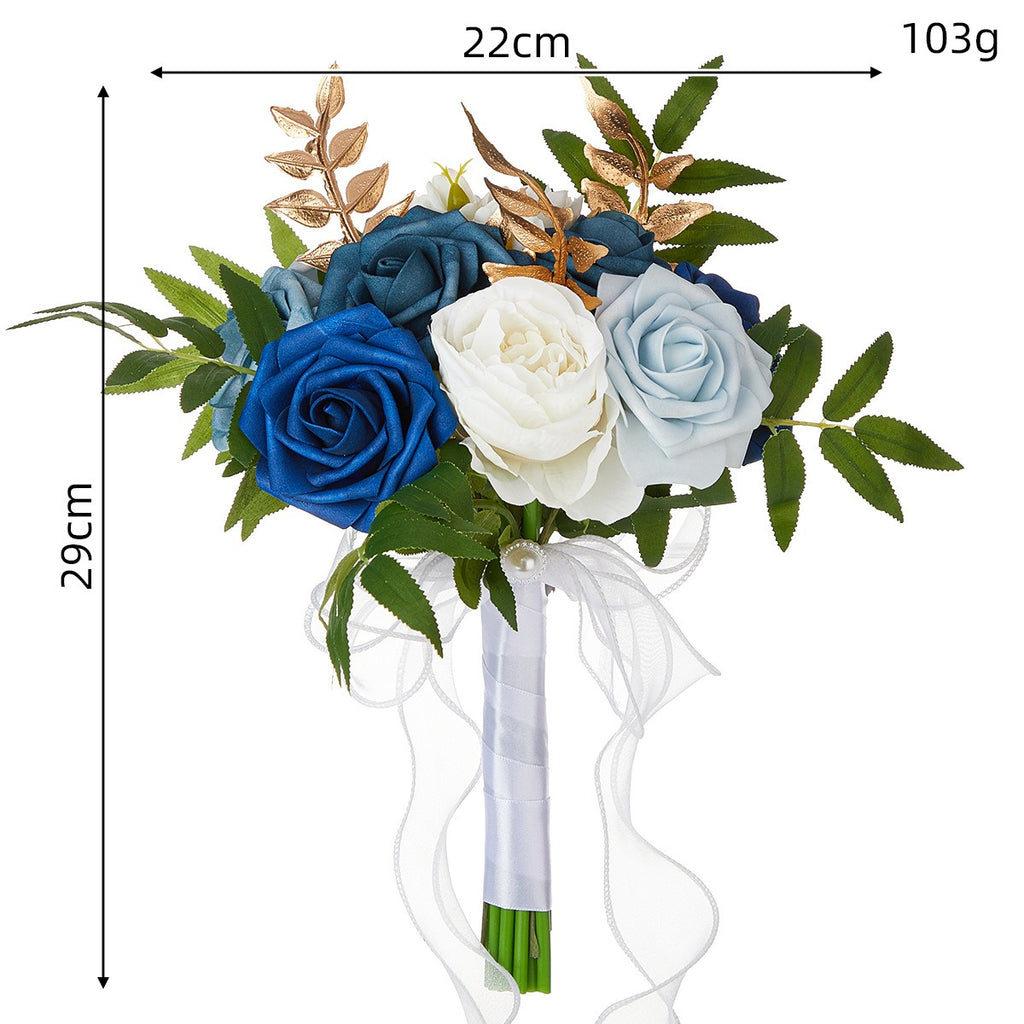 Bouquet de roses artificielles, 7 fleurs, 29 cm, idéal pour mariages et décoration intérieure
