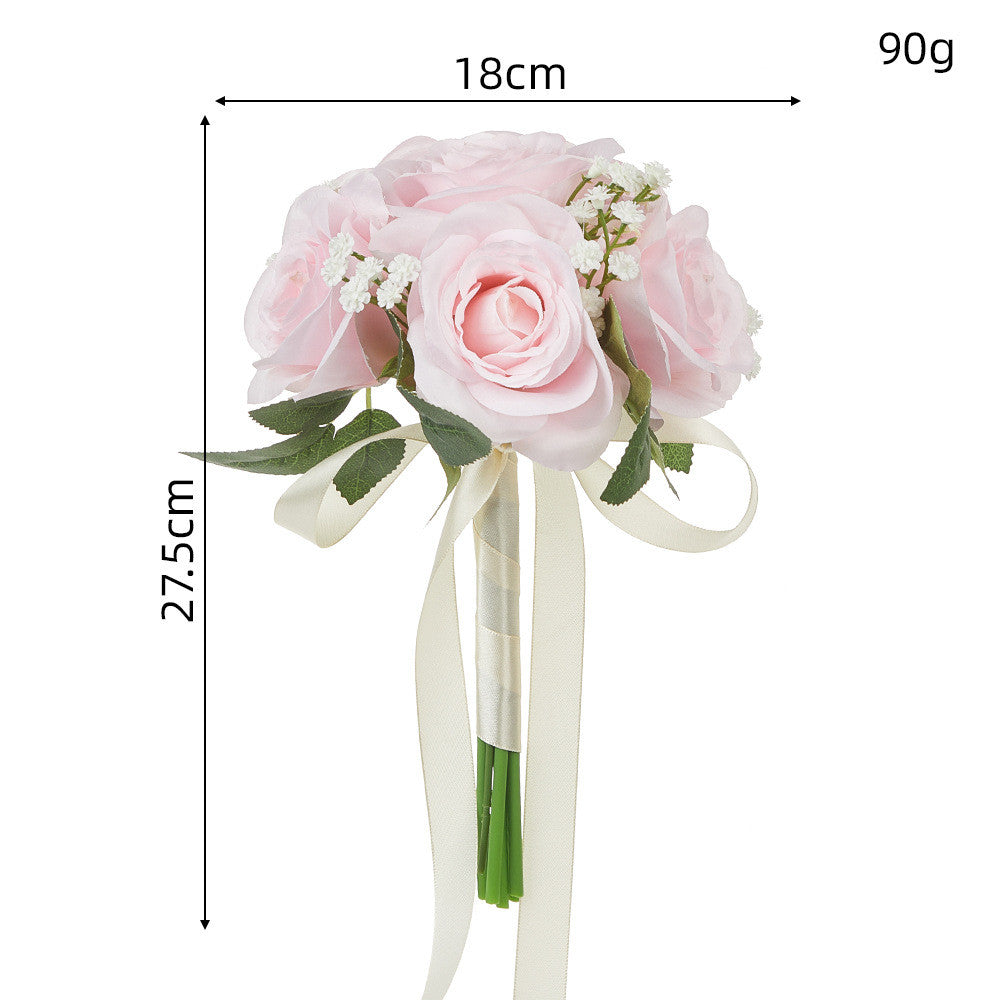 Bouquet de roses et gypsophile artificiel, 27,5 cm, idéal pour les mariages