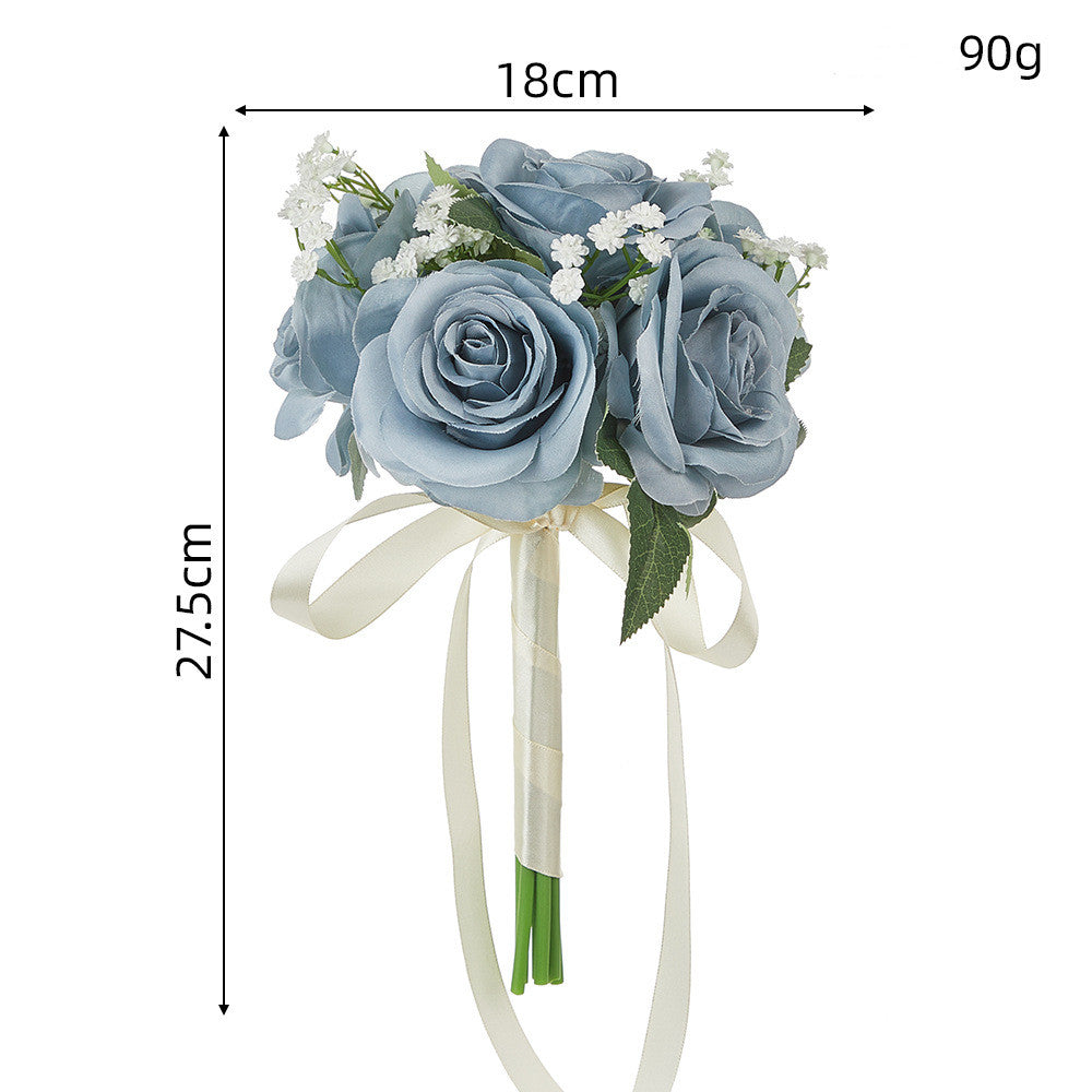 Bouquet de roses et gypsophile artificiel, 27,5 cm, idéal pour les mariages