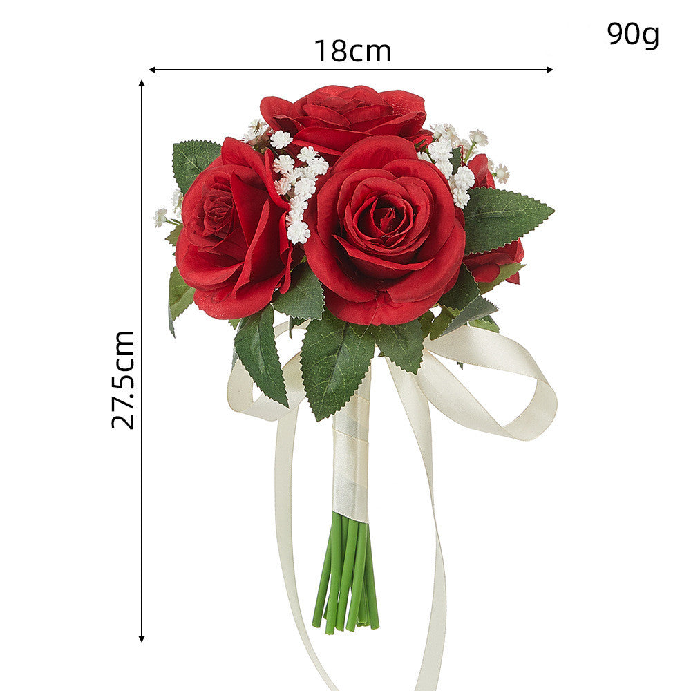 Bouquet de roses et gypsophile artificiel, 27,5 cm, idéal pour les mariages