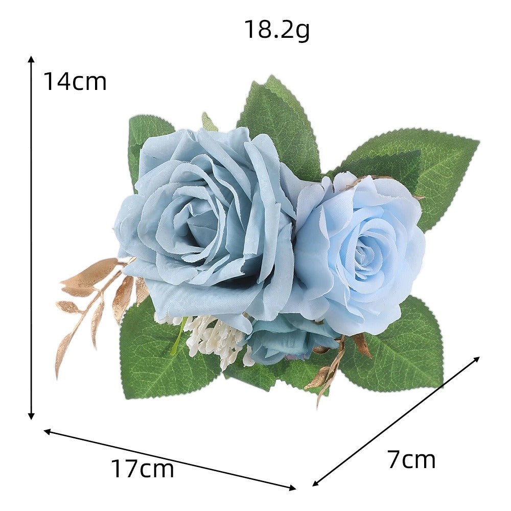 Fleurs artificielles roses, bouquet de 3 fleurs, 24 cm, style rétro, idéal pour mariages et décoration intérieure