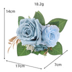 Fleurs artificielles roses, bouquet de 3 fleurs, 24 cm, style rétro, idéal pour mariages et décoration intérieure