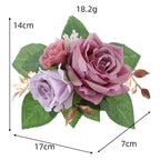 Fleurs artificielles roses, bouquet de 3 fleurs, 24 cm, style rétro, idéal pour mariages et décoration intérieure