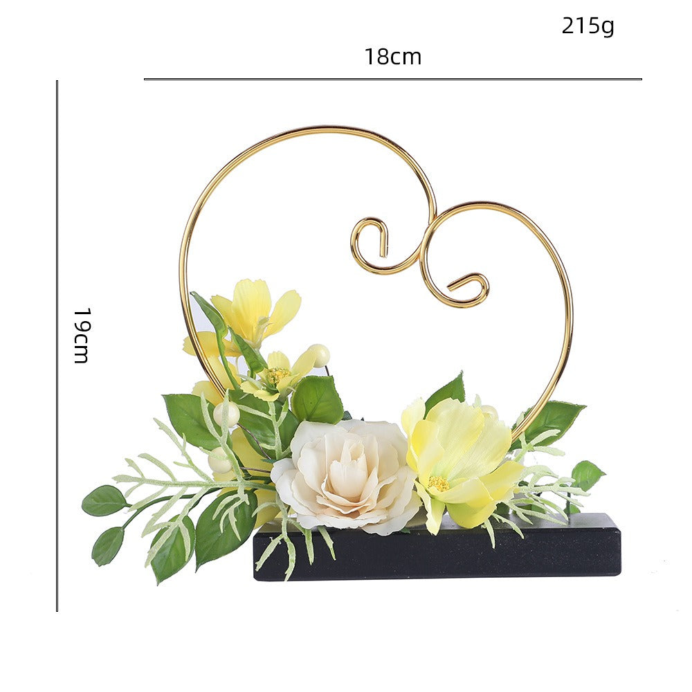 Bouquet artificiel vintage roses et pâquerettes, 3 fleurs, 19 cm, pot inclus, décoration mariage et intérieur