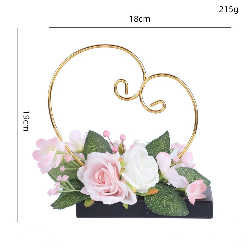 Bouquet artificiel vintage roses et pâquerettes, 3 fleurs, 19 cm, pot inclus, décoration mariage et intérieur
