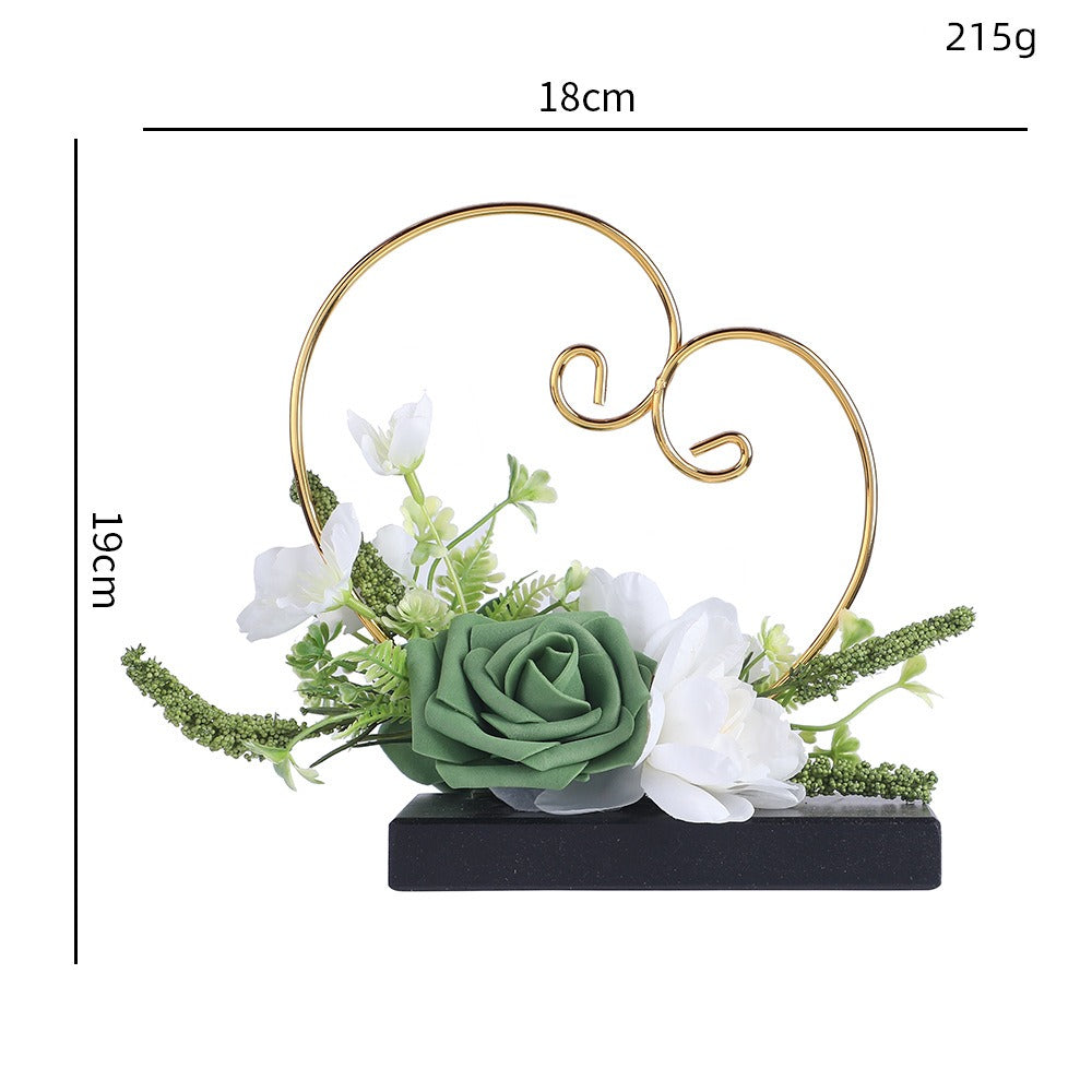 Bouquet artificiel vintage roses et pâquerettes, 3 fleurs, 19 cm, pot inclus, décoration mariage et intérieur
