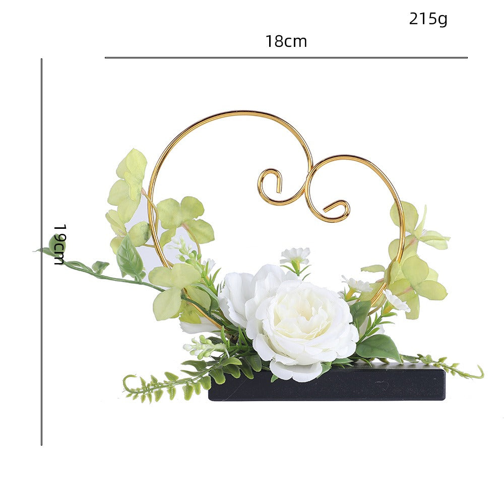 Bouquet artificiel vintage roses et pâquerettes, 3 fleurs, 19 cm, pot inclus, décoration mariage et intérieur