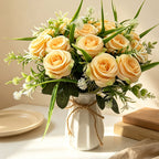 Bouquet de 18 roses artificielles, 40 cm, style champêtre moderne, décoration intemporelle pour mariage, maison et commerce