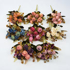 Bouquet de Roses Artificielles en Soie Polyester, 6 Fleurs, 30 cm, Décoration de Mariage et Maison