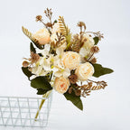 Bouquet de Roses Artificielles en Soie Polyester, 6 Fleurs, 30 cm, Décoration de Mariage et Maison
