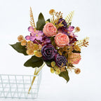 Bouquet de Roses Artificielles en Soie Polyester, 6 Fleurs, 30 cm, Décoration de Mariage et Maison