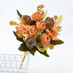 Bouquet de Roses Artificielles en Soie Polyester, 6 Fleurs, 30 cm, Décoration de Mariage et Maison