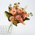 Bouquet de Roses Artificielles en Soie Polyester, 6 Fleurs, 30 cm, Décoration de Mariage et Maison