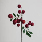 Faux litchi en grappe, 15 fruits avec feuilles, décoration champêtre, 55 cm, sans pot
