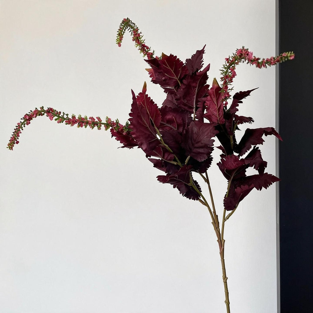Feuilles de Shiso Simulées, Style Rétro, Longueur 88 cm, Matériau Mixte, Décoration de Table et Espaces Commerciaux