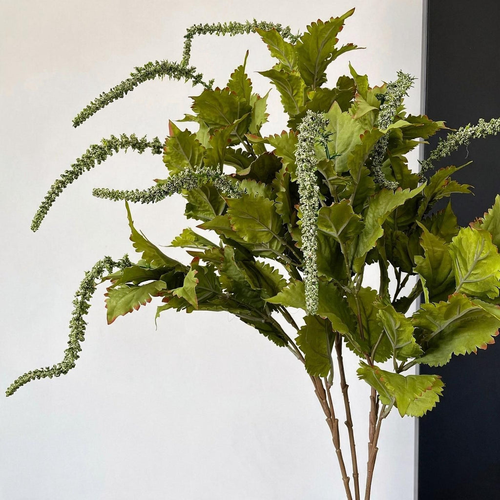 Feuilles de Shiso Simulées, Style Rétro, Longueur 88 cm, Matériau Mixte, Décoration de Table et Espaces Commerciaux