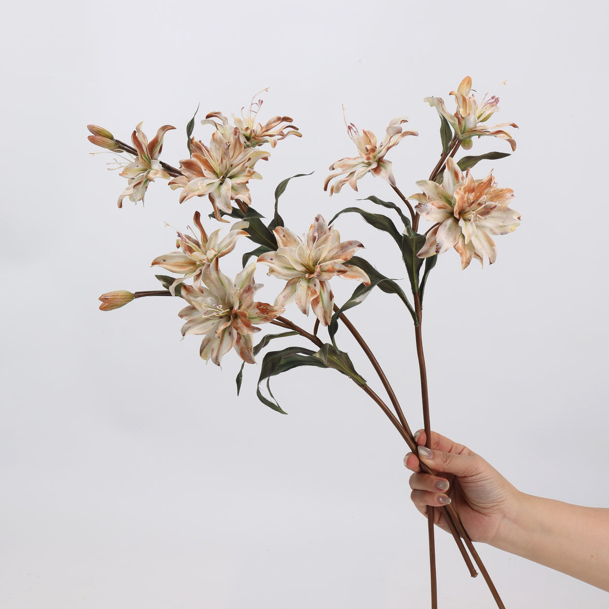 Fleur artificielle en soie synthétique, lys double, 58 cm, 3 fleurs, décoration intérieure, mariage, événements