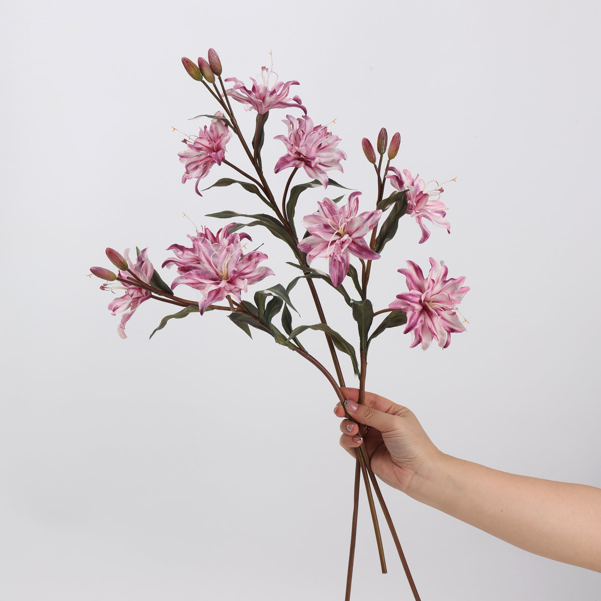 Fleur artificielle en soie synthétique, lys double, 58 cm, 3 fleurs, décoration intérieure, mariage, événements