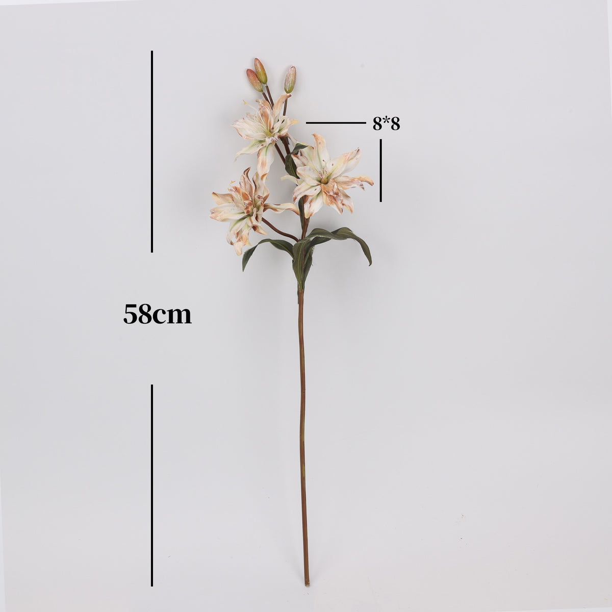 Fleur artificielle en soie synthétique, lys double, 58 cm, 3 fleurs, décoration intérieure, mariage, événements