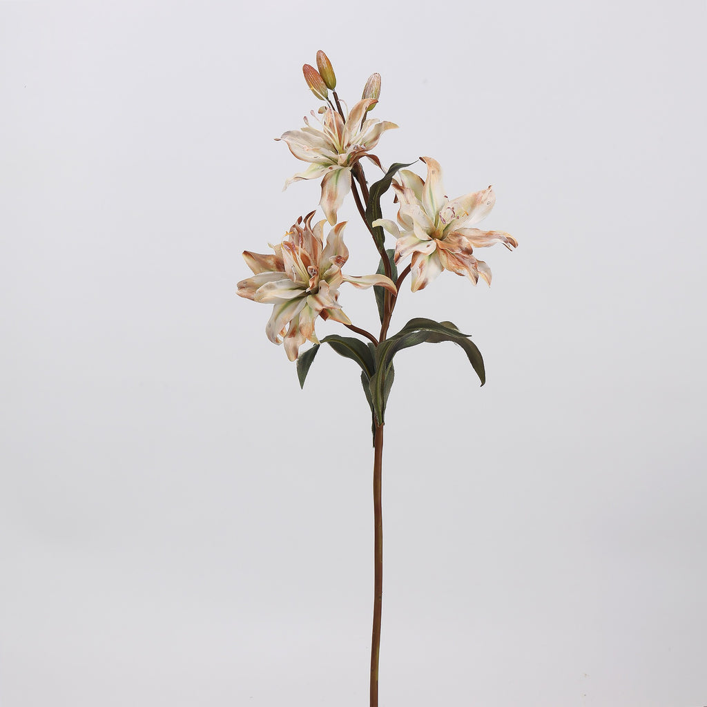 Fleur artificielle en soie synthétique, lys double, 58 cm, 3 fleurs, décoration intérieure, mariage, événements