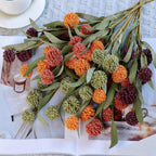 Fleurs artificielles rétro Chrysanthème pompon, bouquet de 6 têtes de 4 cm, 42 cm de haut, soie polyester, décoration d'intérieur et mariage