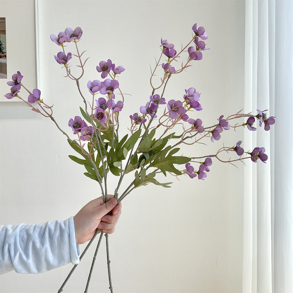 Bouquet de fleurs artificielles en soie polyester, 15 fleurs de prunier, 58 cm, décoration intérieure, style rétro