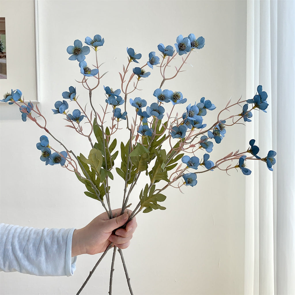 Bouquet de fleurs artificielles en soie polyester, 15 fleurs de prunier, 58 cm, décoration intérieure, style rétro