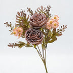 Bouquet de fleurs artificielles roses et marguerites, 12 têtes, 32 cm, pour mariage et décoration intérieure
