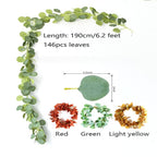 Liane artificielle en feuilles d'eucalyptus, 190 cm, idéale pour mariages et décoration intérieure