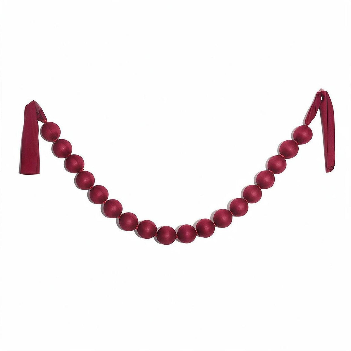 Guirlande de boules en tissu rouge, décoration de Noël, 230 cm, 18 boules