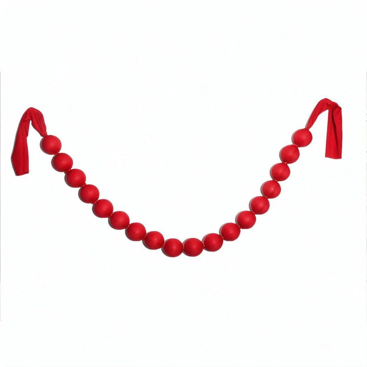 Guirlande de boules en tissu rouge, décoration de Noël, 230 cm, 18 boules