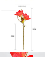 Fleur artificielle en coton d'Argentine, tige unique avec 4 fleurs, 42 cm, tissu soyeux, décoration intérieure