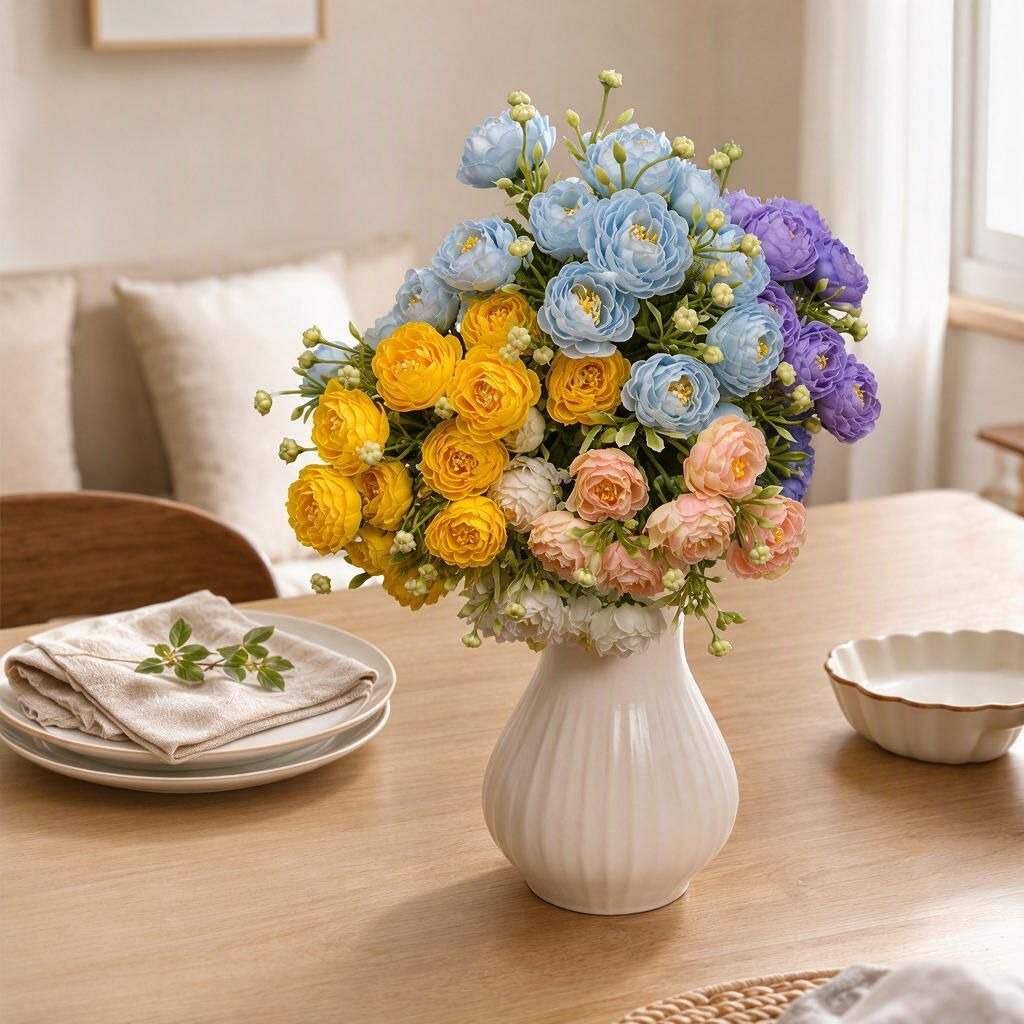 Bouquet de roses artificielles en tissu soyeux, 15 fleurs, 34 cm, décoration intérieure, mariage